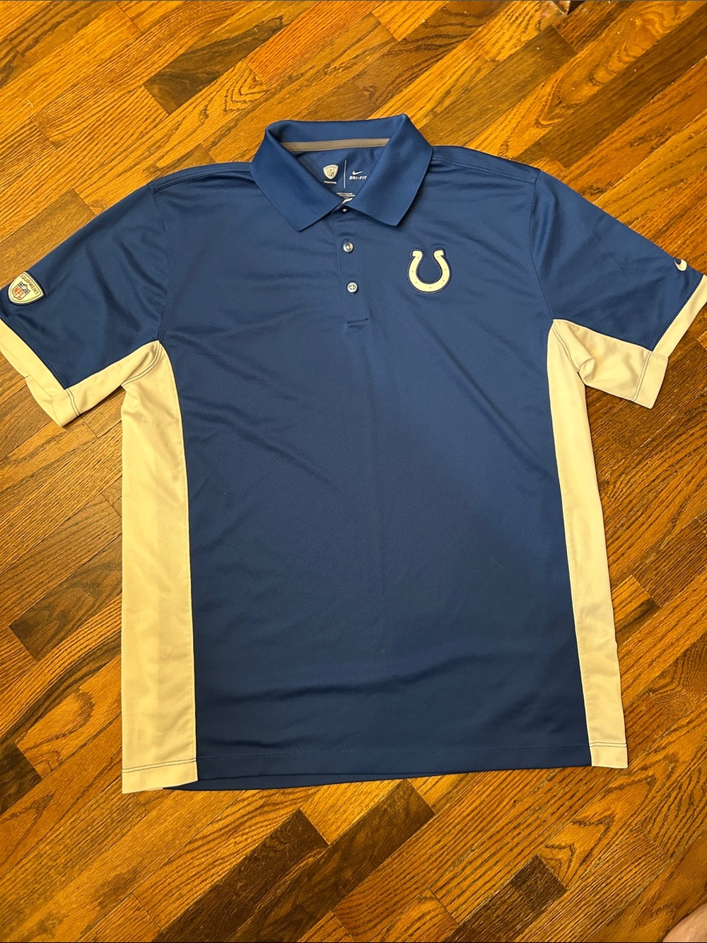 NFL Nike Men's Colts Navy and White Polo Shirt Equipment Training LARGE